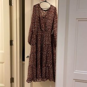 Eloquii brown new pattern midi dress